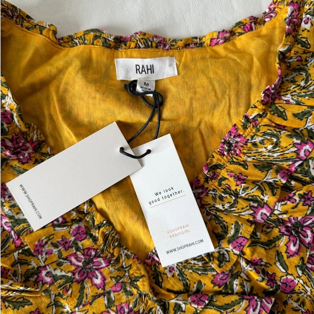 Rahi Del Sole Chiara Mini Dress in Yellow Floral Size M
